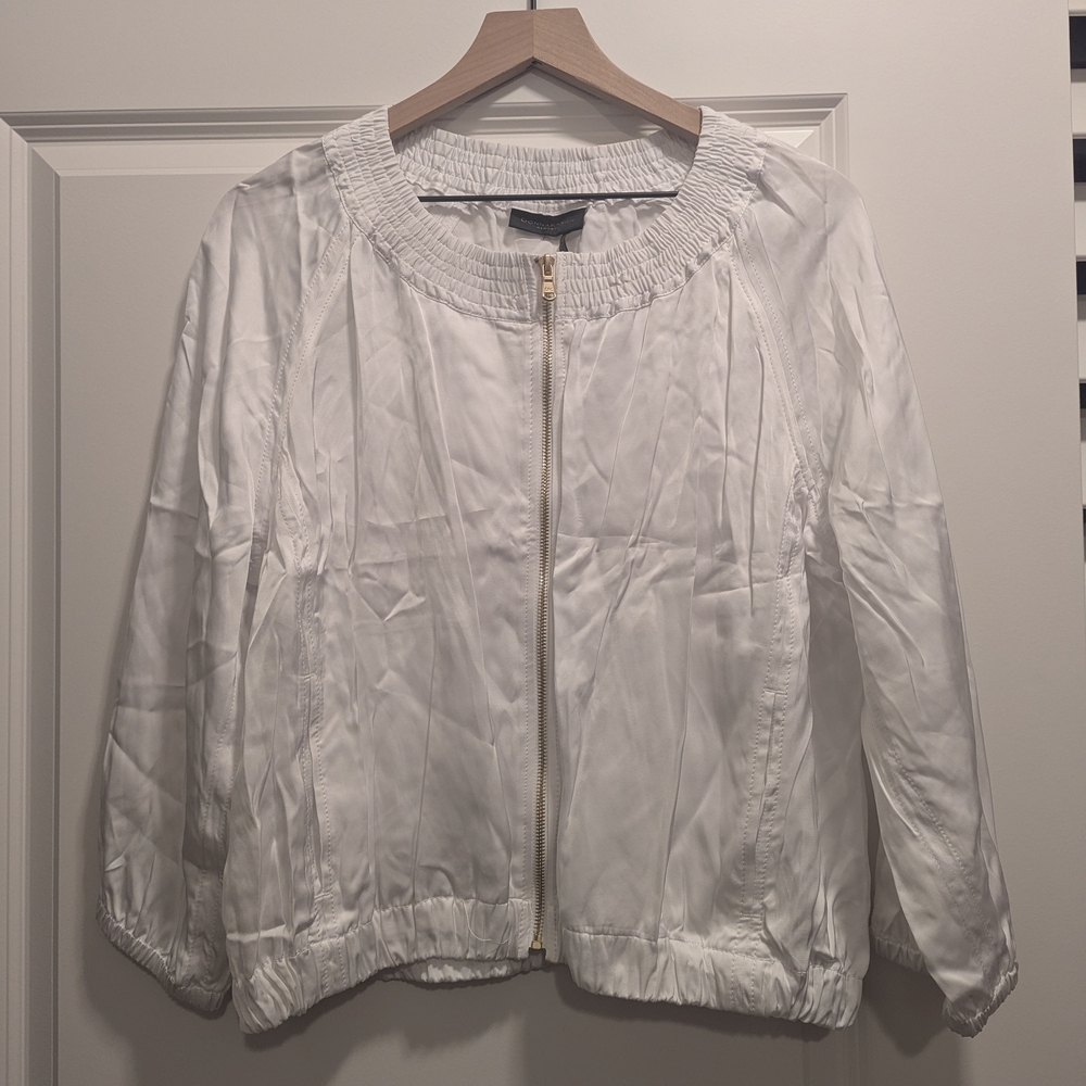 Donna Karan White Bomber Jacket